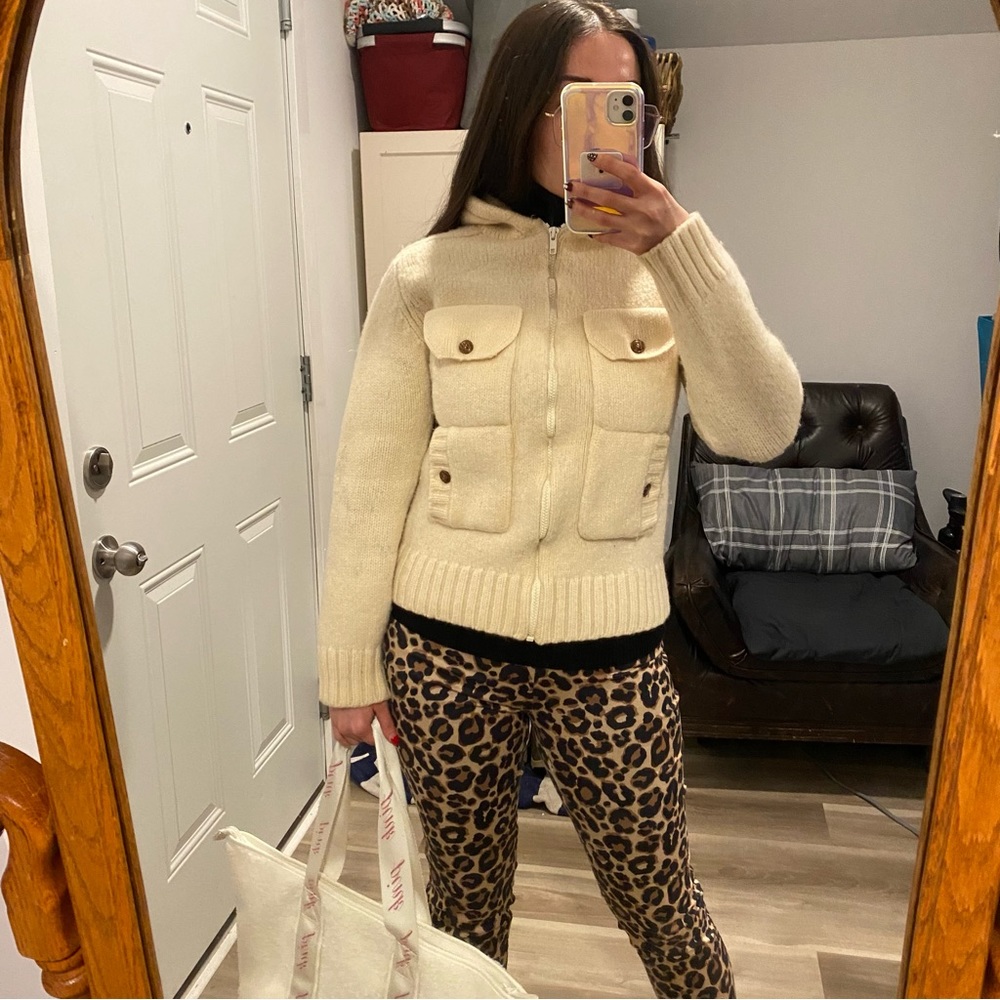 100% Wool CLUB INTERNATIONAL Thick Zip Sweater